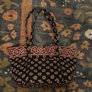 Vera Bradley Pirouette Black Floral Handbag/Purse/Tote